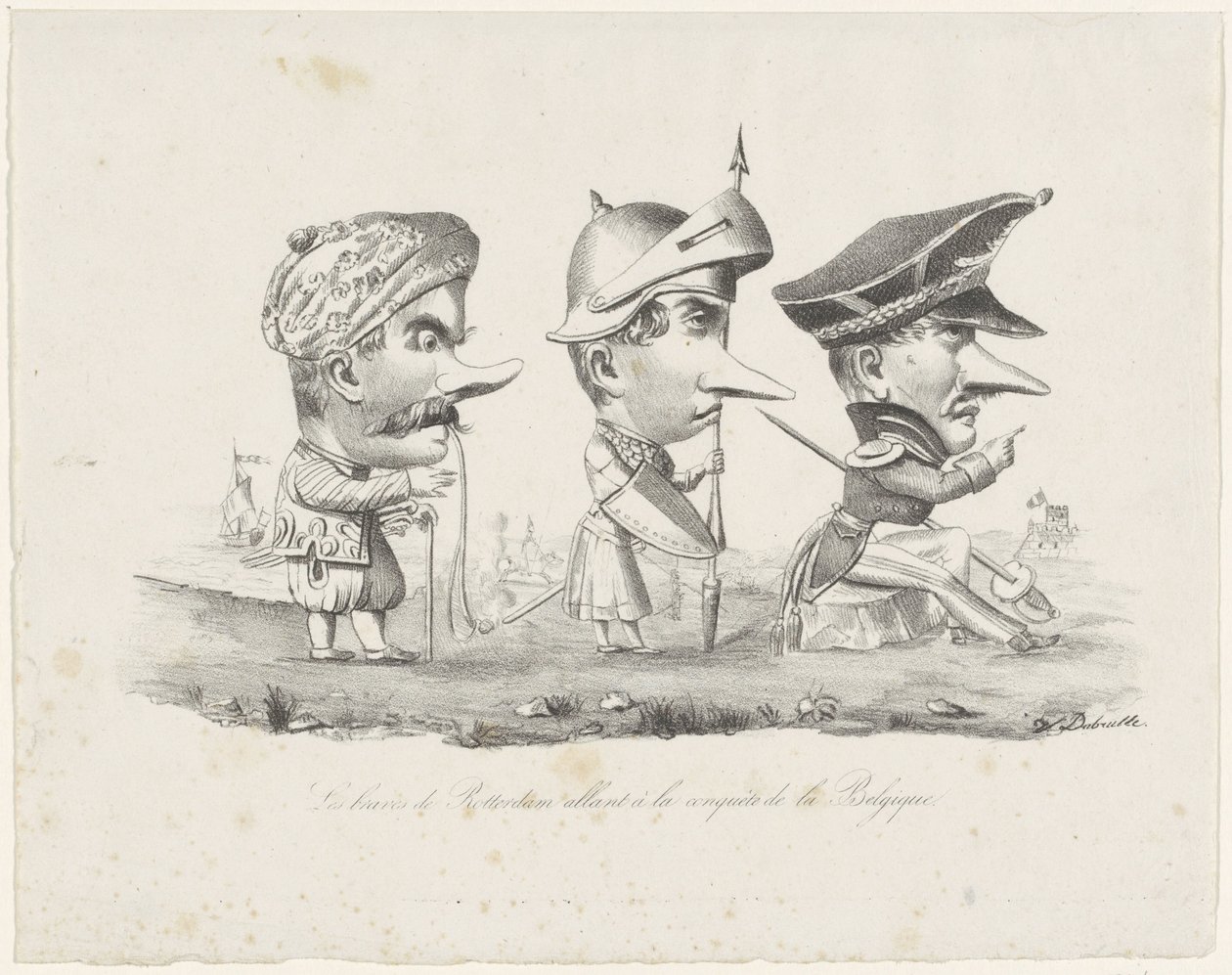Caricature de la milice de Rotterdam, 1830 - V. Dubrulle