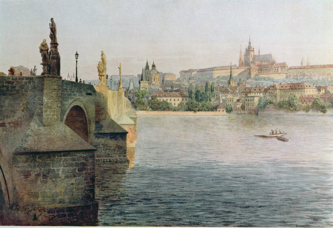 Vue du Pont Charles depuis Krizovnicka Namesti, de 