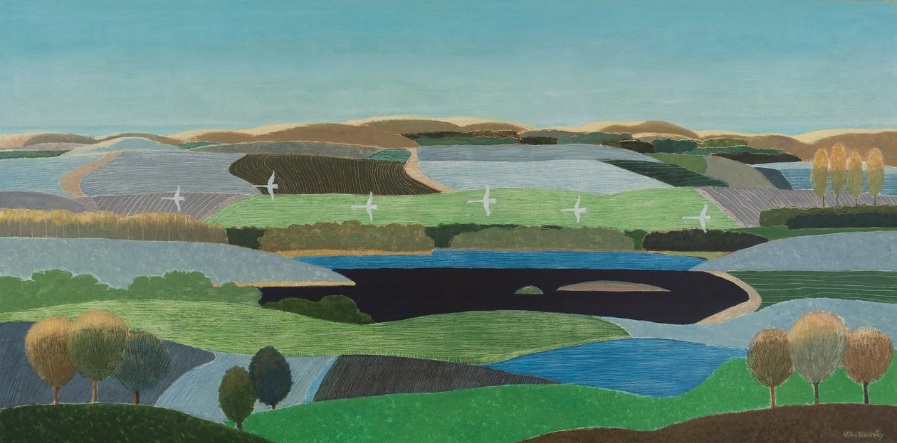 Cygnes volant au-dessus des dunes - Vadym Vaskovsky