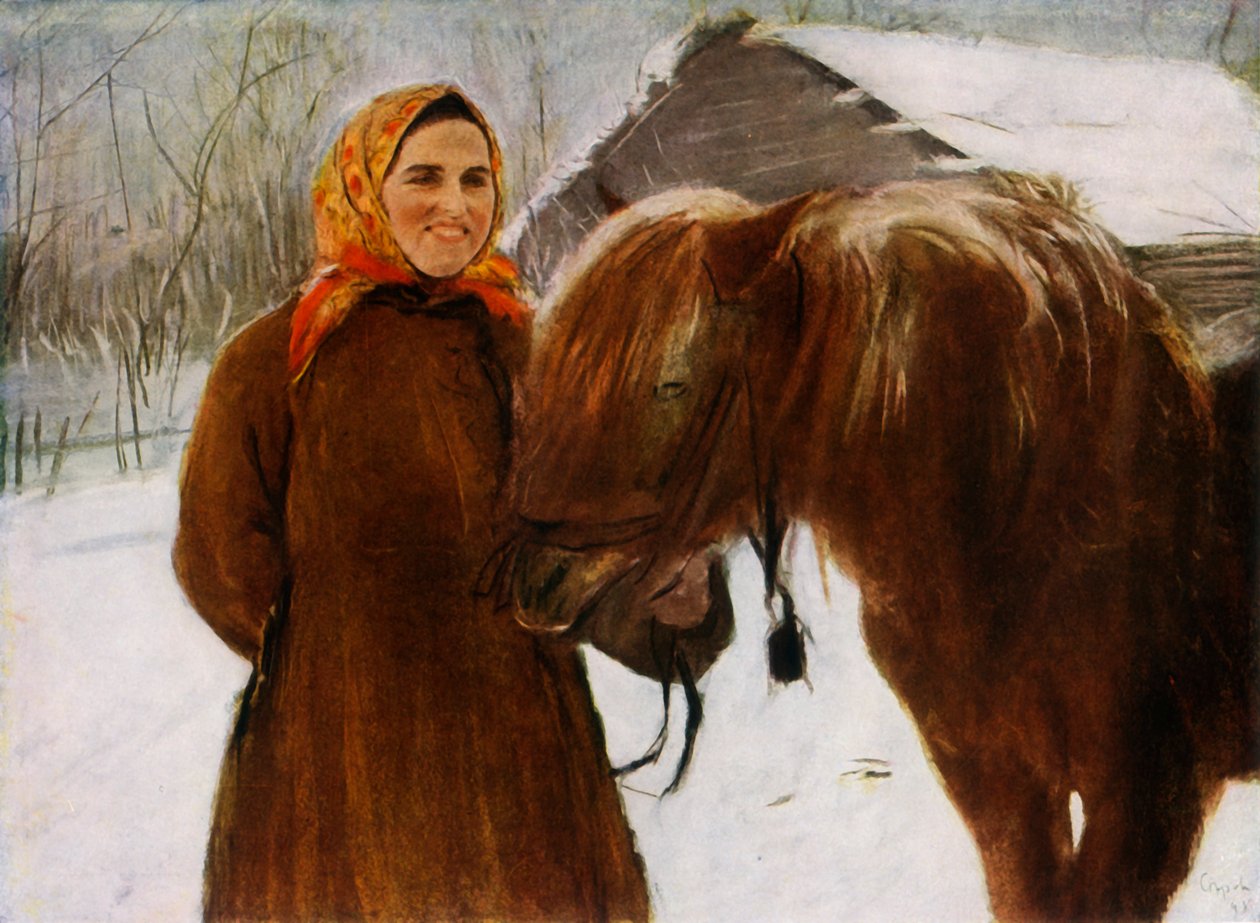 Femme avec un cheval - Valentin Serov