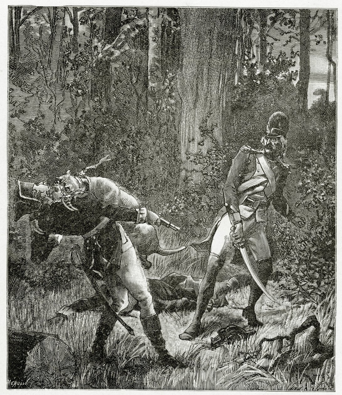 Rask le chien tuant un soldat anglais - illustration de Bug-Jargal - Valnay Pere et fils