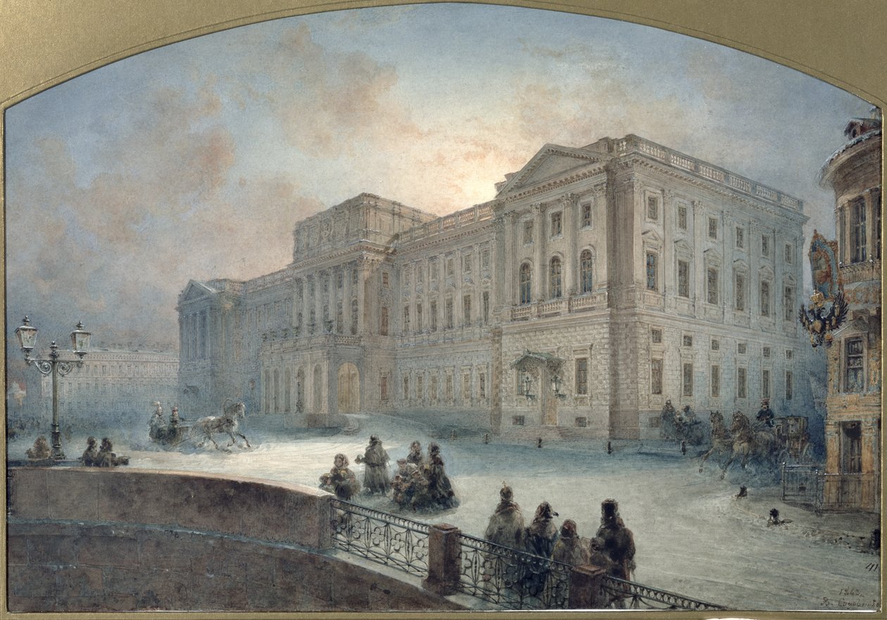 Vue du palais Mariinsky en hiver, 1863 - Vasili Semenovich Sadovnikov