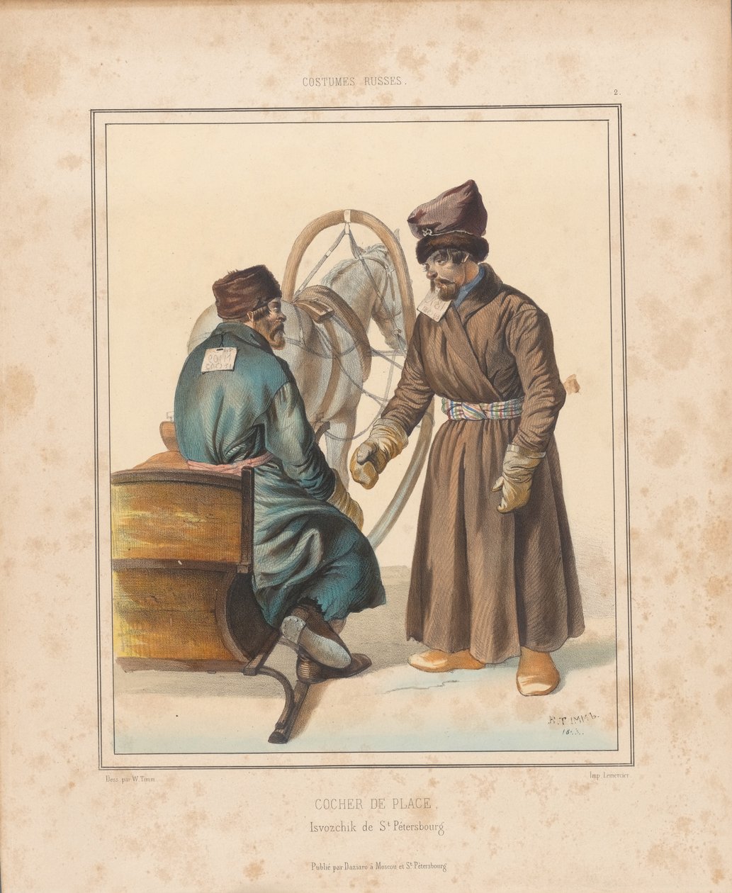 Cochers à Saint-Pétersbourg, milieu du 19e siècle - Georg Wilhelm Timm