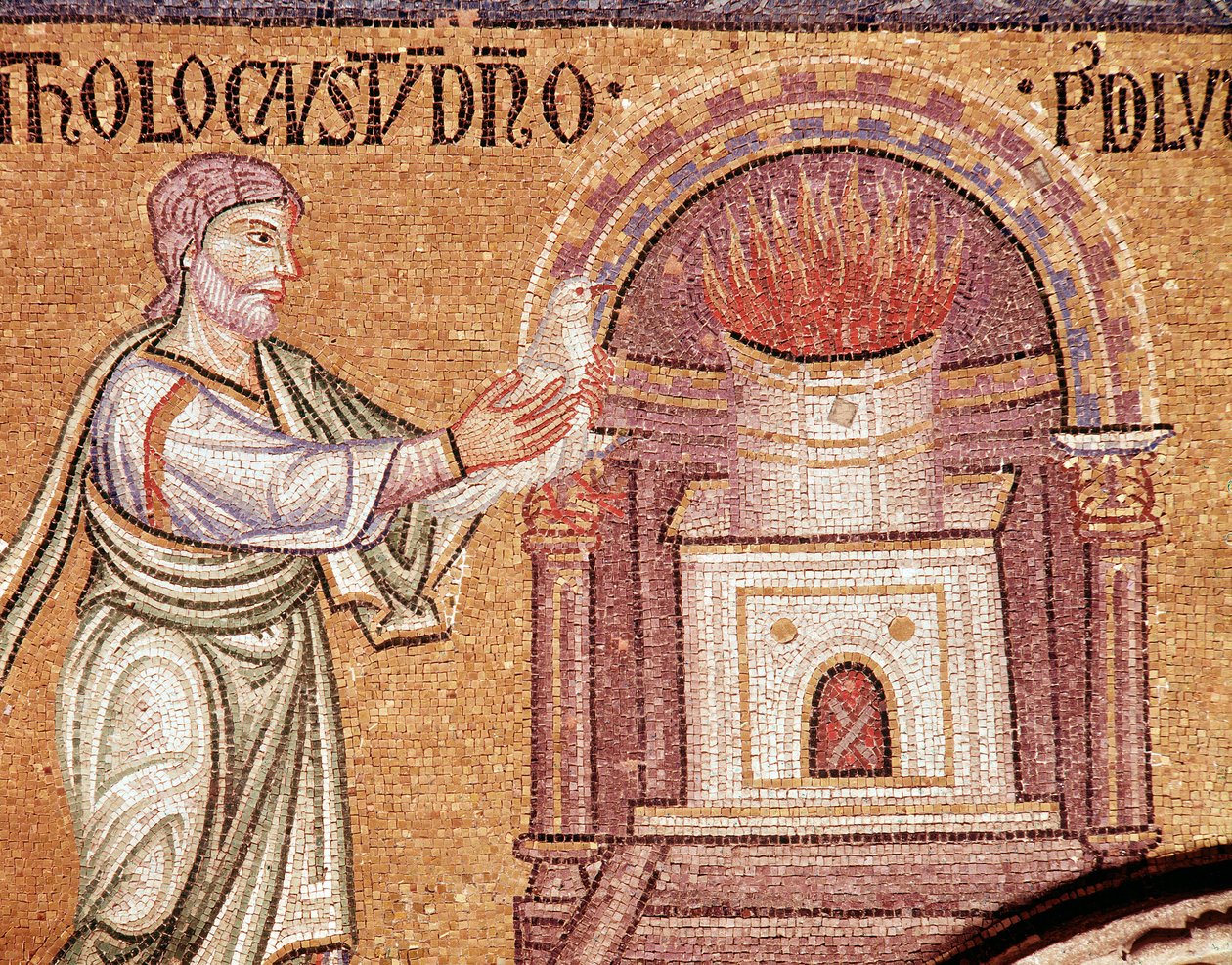 Vie de Noé, Noé offre des remerciements à un autel (détail) - Veneto Byzantine School