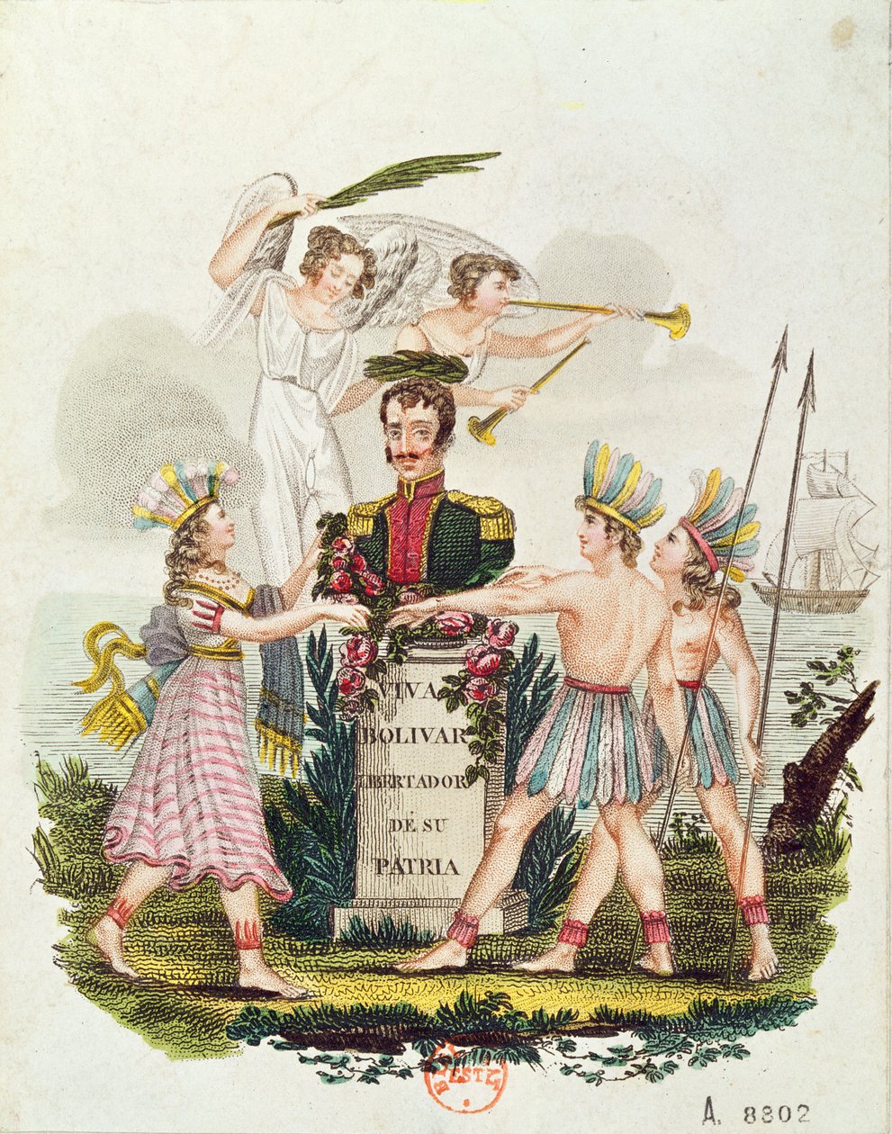 Imagerie populaire exaltant Bolivar, vers 1840 - Venezuelan School
