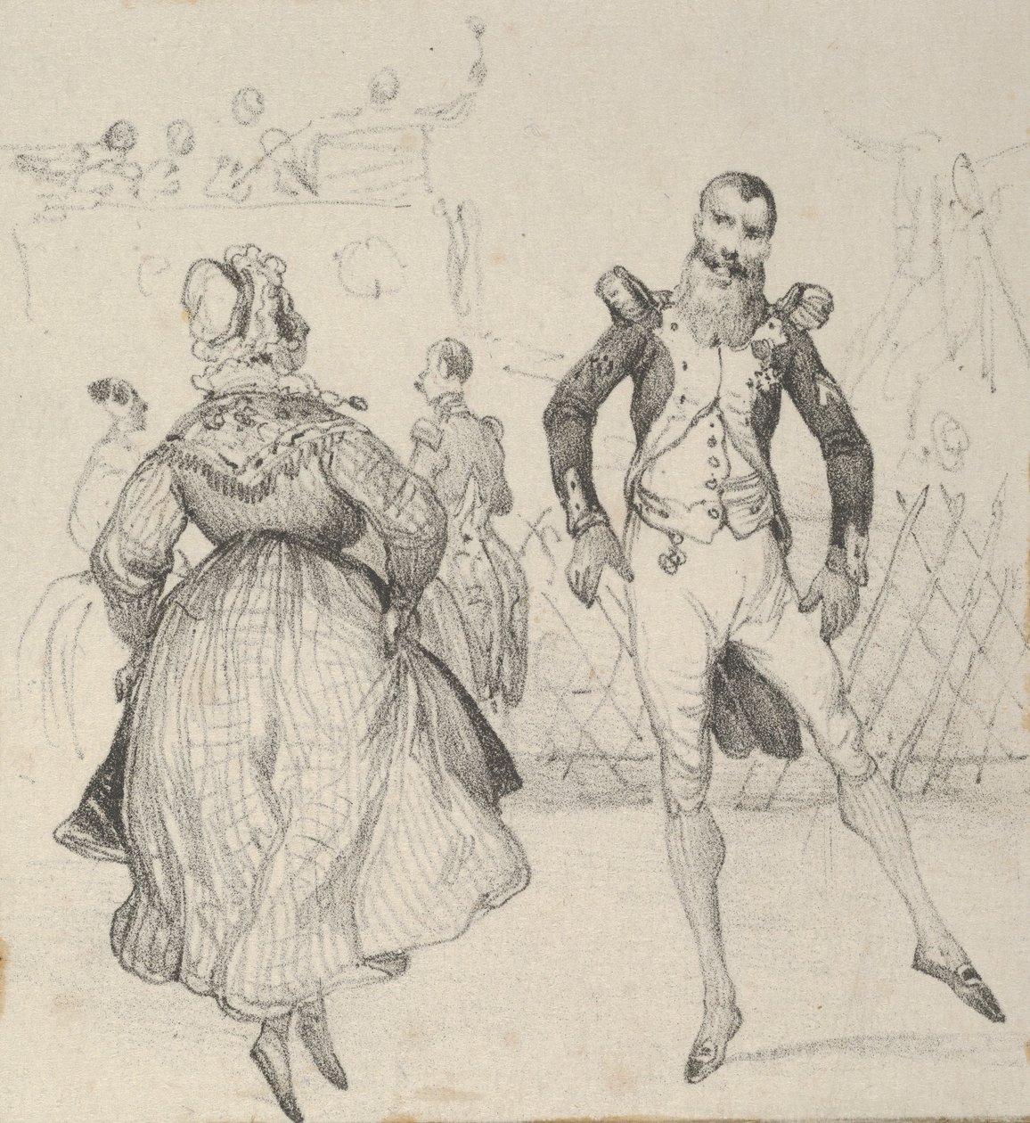 Un soldat et une femme dansant, milieu du 19ème siècle - Victor Adam