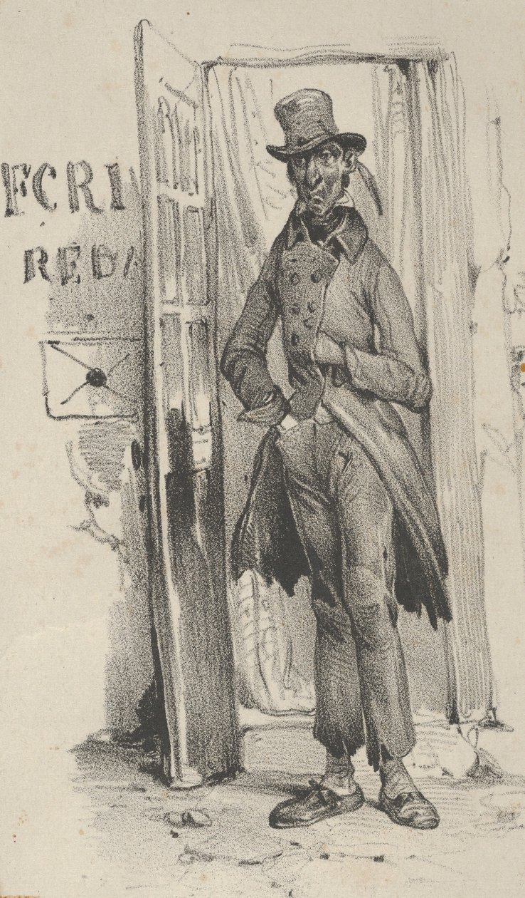 Homme debout dans une porte, milieu du 19ème siècle - Victor Adam