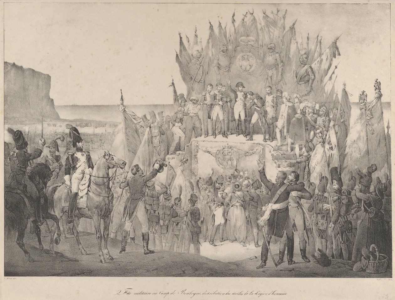 Fête militaire à Boulogne, avec Napoléon remettant les étoiles de la Légion d