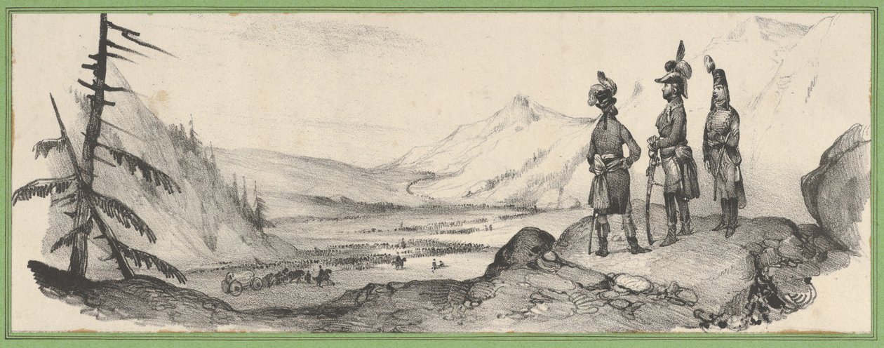 Trois soldats dans un paysage - Victor Adam