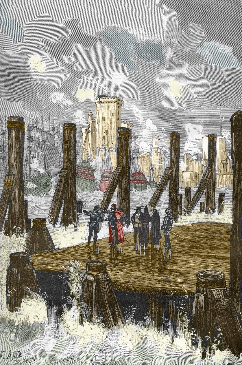 Siège de La Rochelle (1627-1628) : « Le Cardinal de Richelieu (1585-1642) sur le barrage de La Rochelle, pendant le siège de la ville, place d