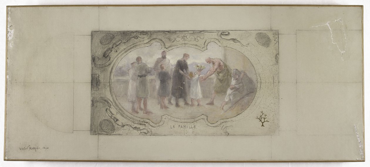 Esquisse pour la Galerie Lobau, Hôtel de Ville, Paris : La Famille - Victor Jean Pierre Maziès