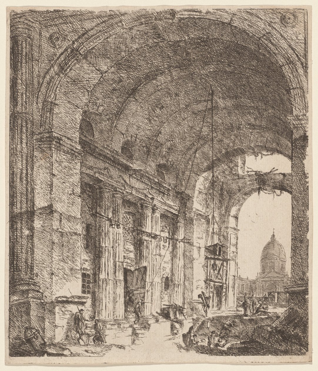 Une voûte en ruine avec une vue de Saint-Pierre - Victor Louis