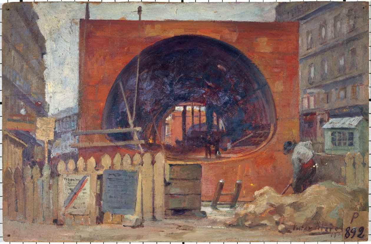 Les travaux du métropolitain place Saint-Michel en 1906 - Victor Marec