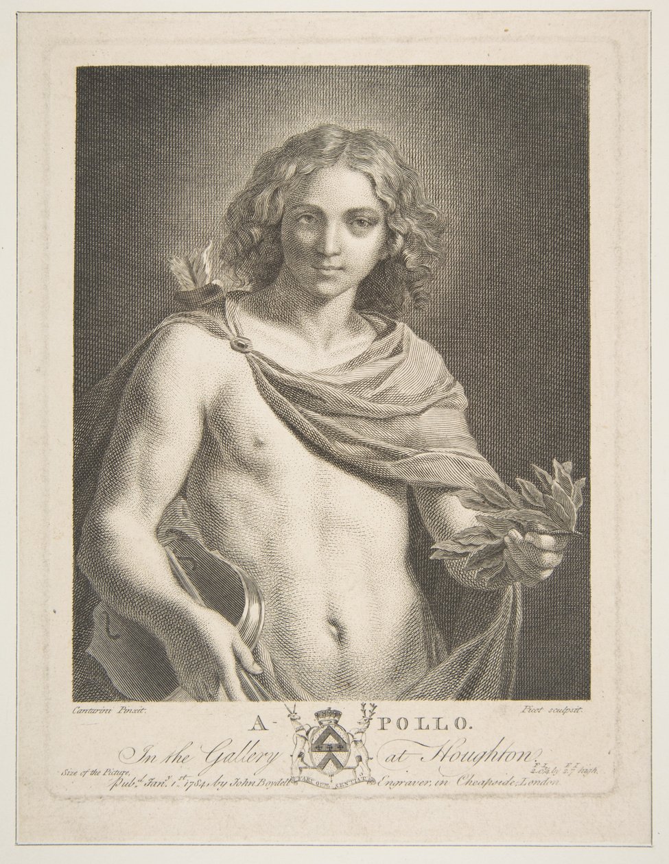 Apollon portant un manteau et tenant une branche de laurier et un violon, 1784 - Victor Marie Picot