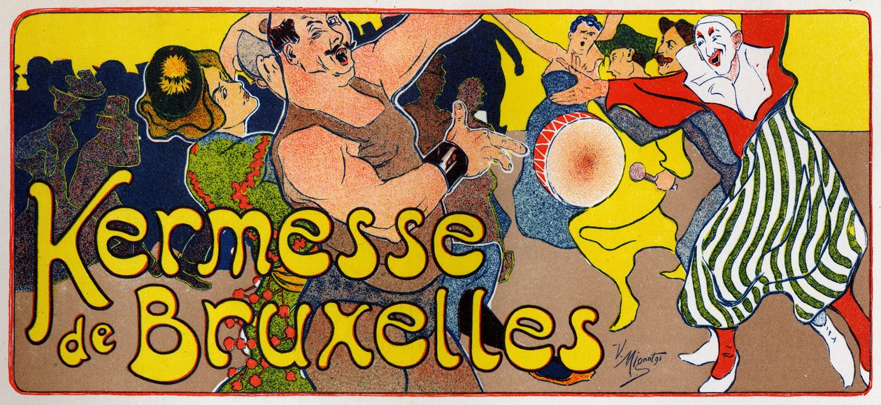 Style de vie. Kermesse de Bruxelles (Carnaval), Belgique. Affiche par V. Mignot, Belgique, vers 1890 (affiche) - Victor Mignot