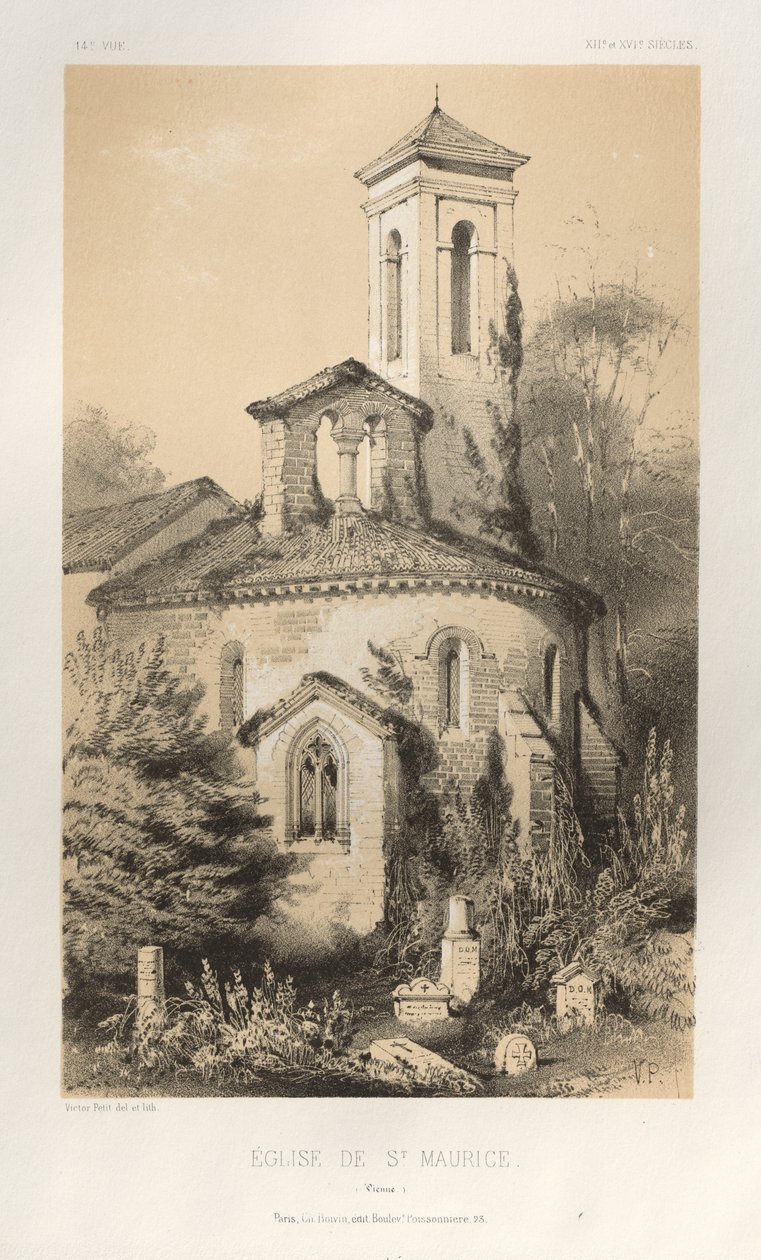 Architecture Pittoresque ou Monuments des XVeme et XVIeme Siecles: Chateaux De France des XV et XVI Siecles: Pl.14, Eglise de St. Maurice (Vienne) - Victor Petit