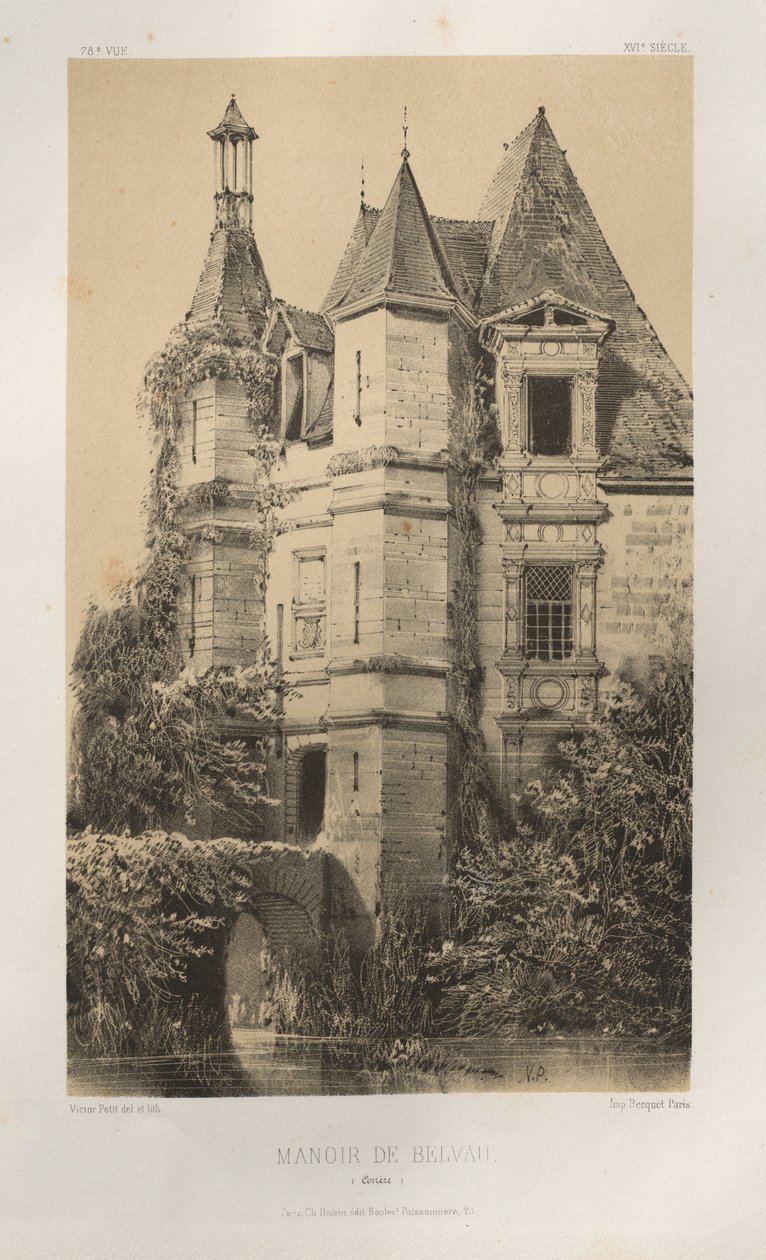 Pl. 78, Manoir de Belvau Corrèze, 1860 - Victor Petit