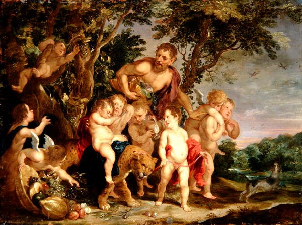 Bacchanale dans un paysage fluvial boisé - Victor Wolfvoet