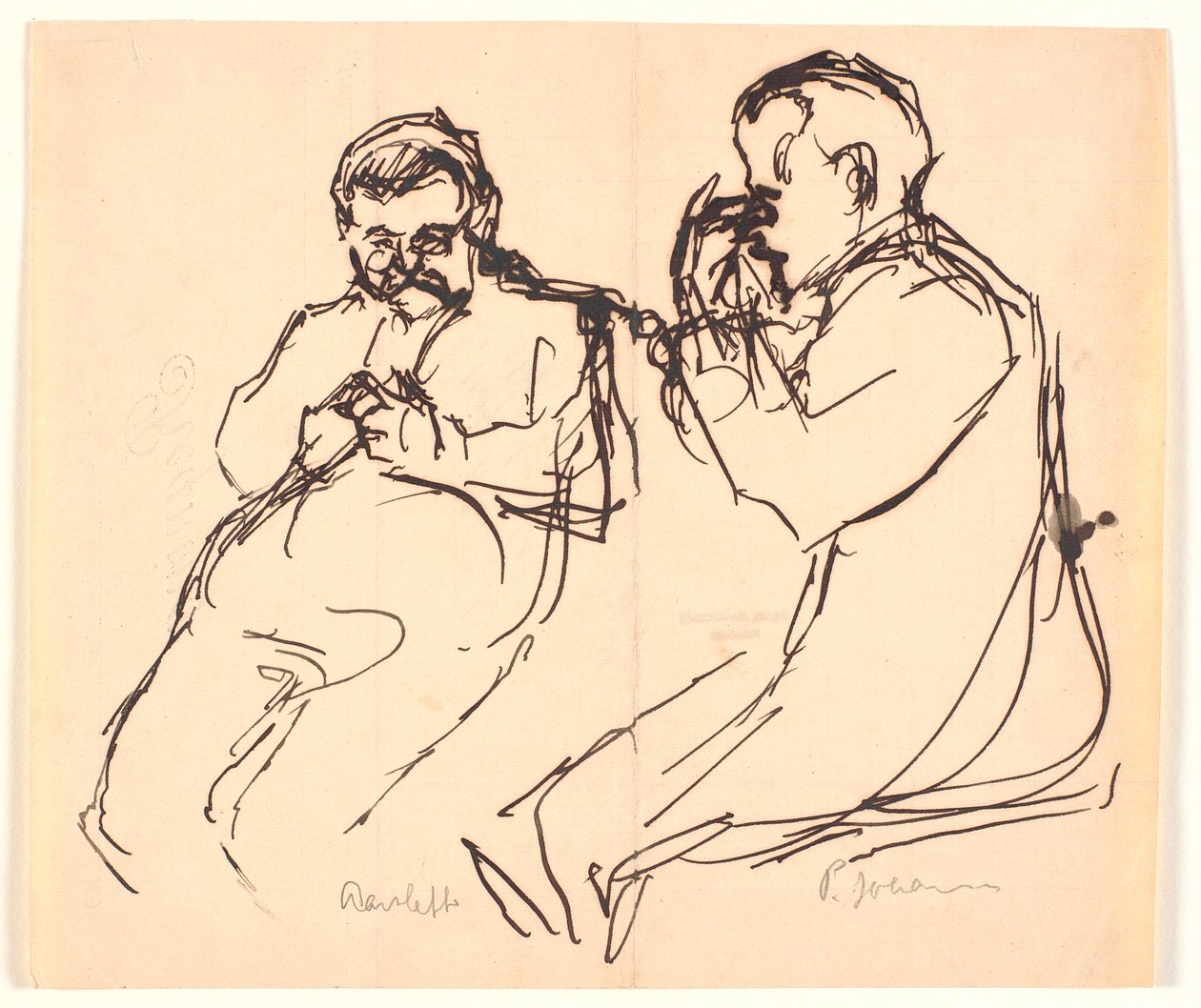 Esquisse de figures. Deux hommes assis : Aarsleff et P. Johansen - Viggo Johansen