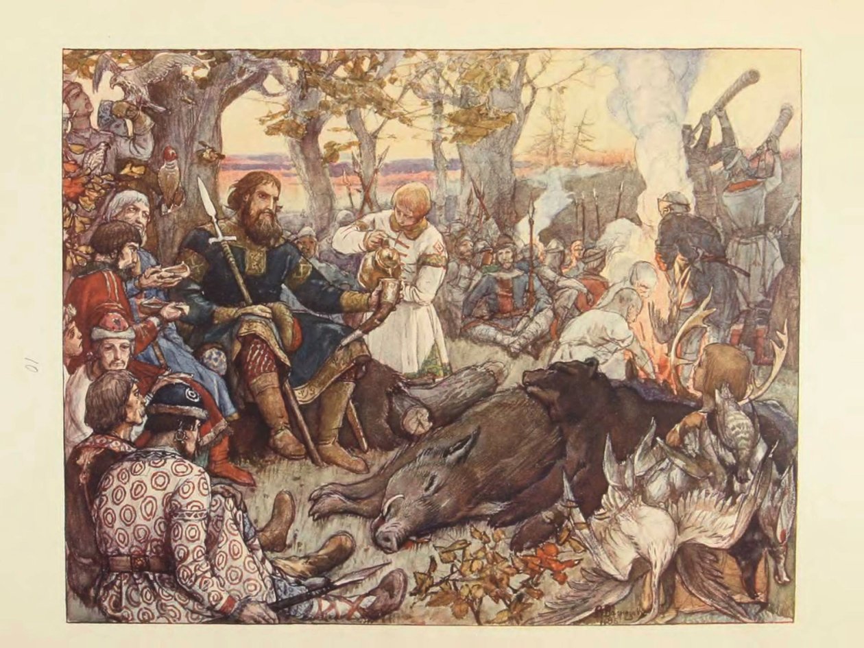 Repos du Grand Prince Vladimir II Monomakh à la chasse. La chasse impériale en Russie par N. Kutepov - Viktor Mikhaylovich Vasnetsov