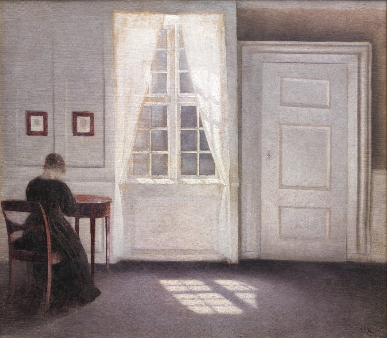 Intérieur à Strandgade, lumière du soleil sur le sol - Vilhelm Hammershøi