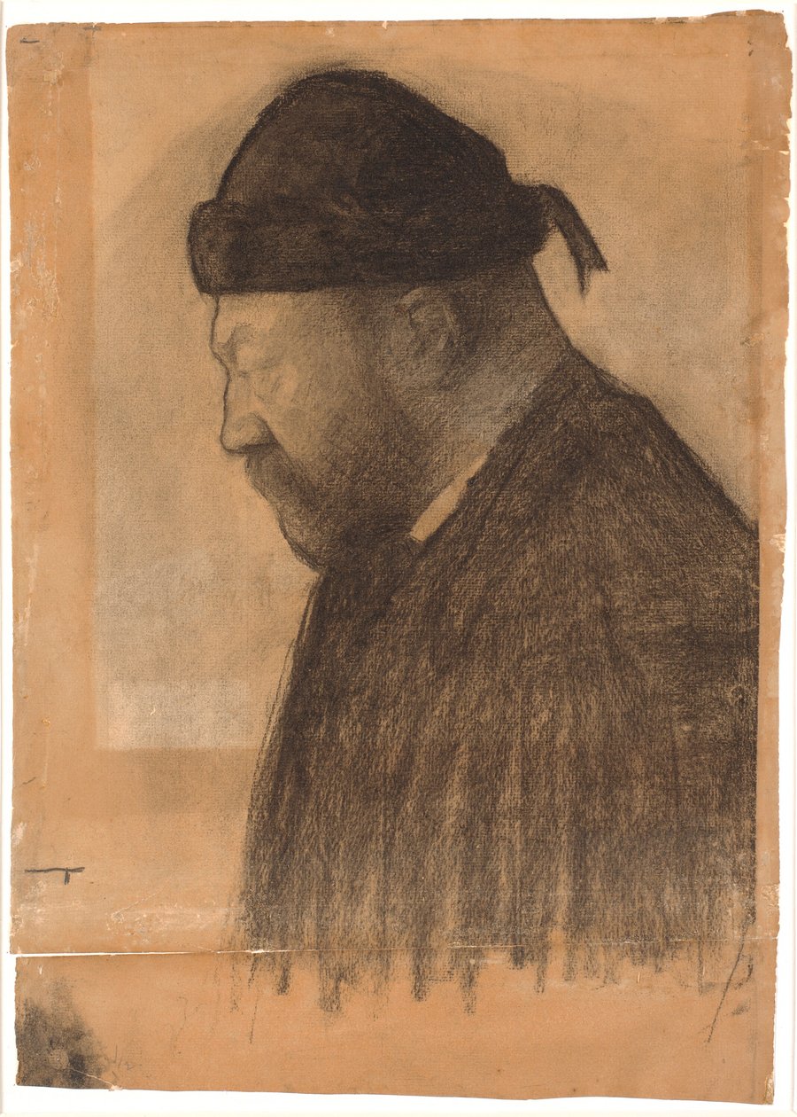 Portrait de Thorvald Bindesbøll de profil vers la gauche - Vilhelm Hammershøi