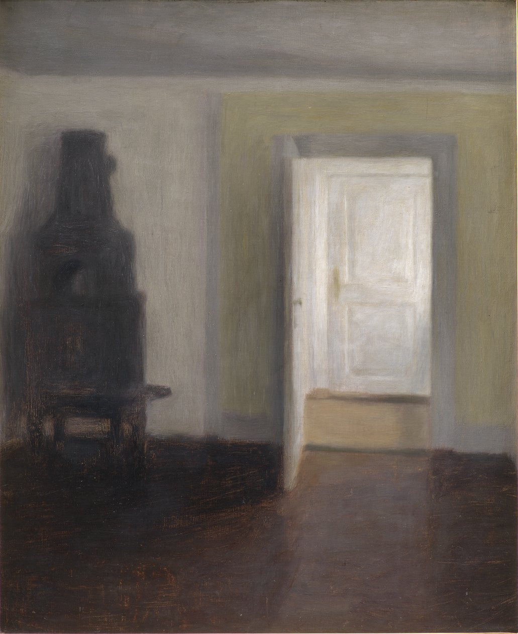 Intérieur avec un vieux poêle - Vilhelm Hammershoi