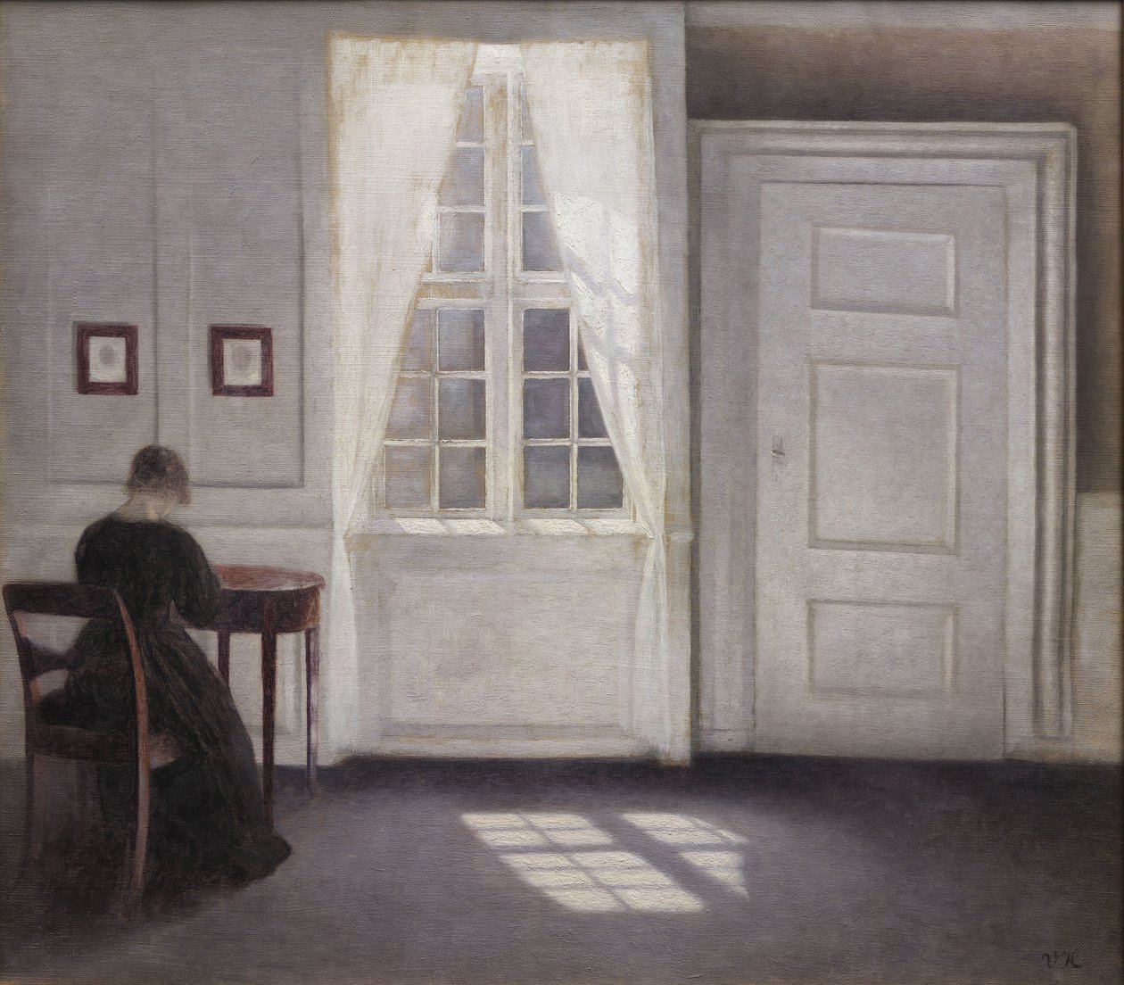 Vivre dans Strand Street avec du soleil sur le sol - Vilhelm Hammershoi