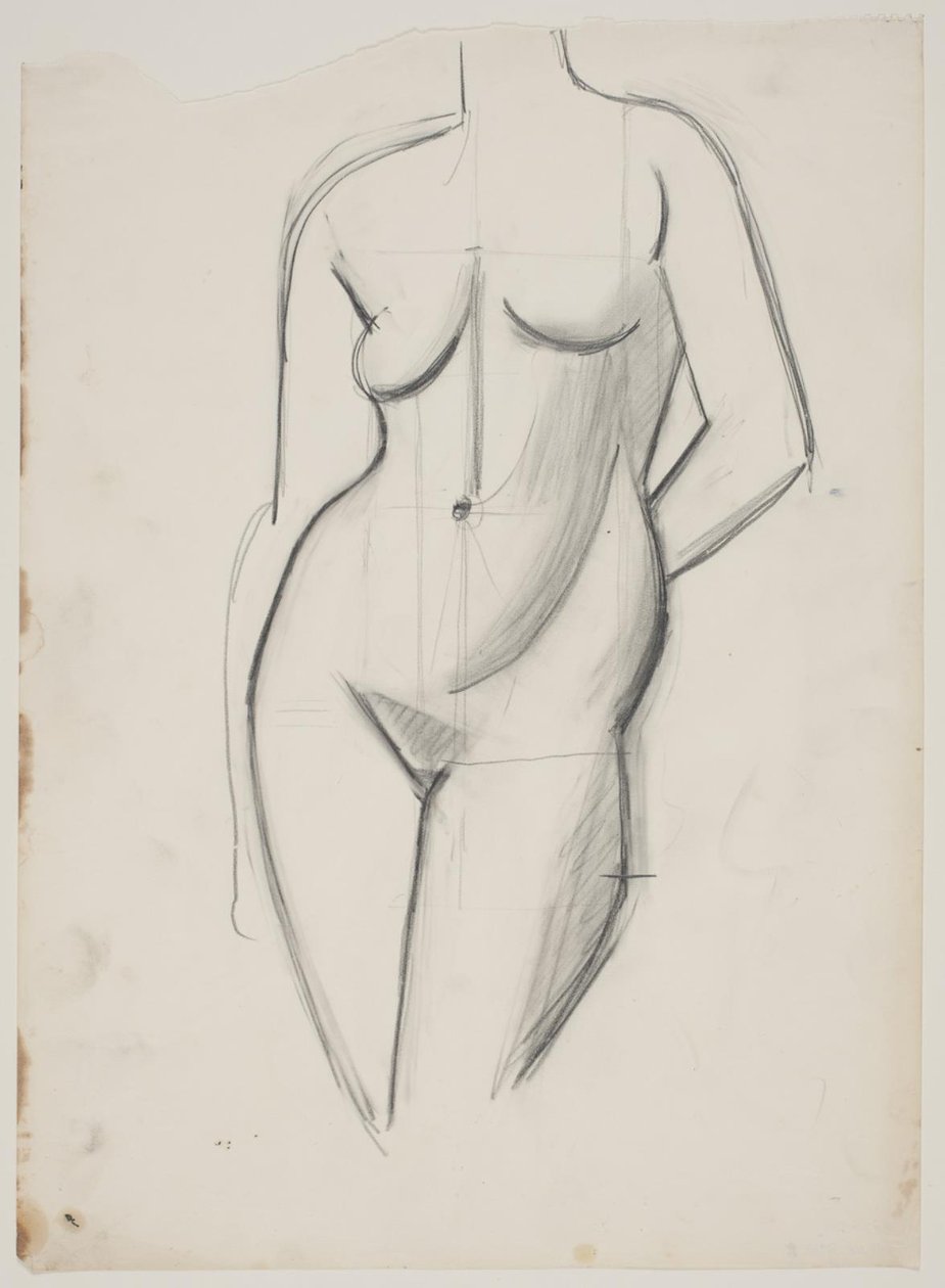 Modèle féminin debout avec la main gauche derrière le dos - Vilhelm Lundstrøm