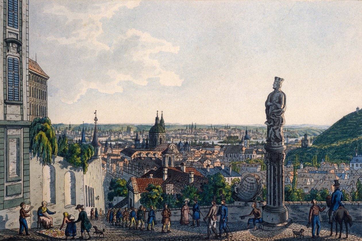Vue de Prague depuis les nouvelles marches du château, 1835 - Vincenc Morstadt