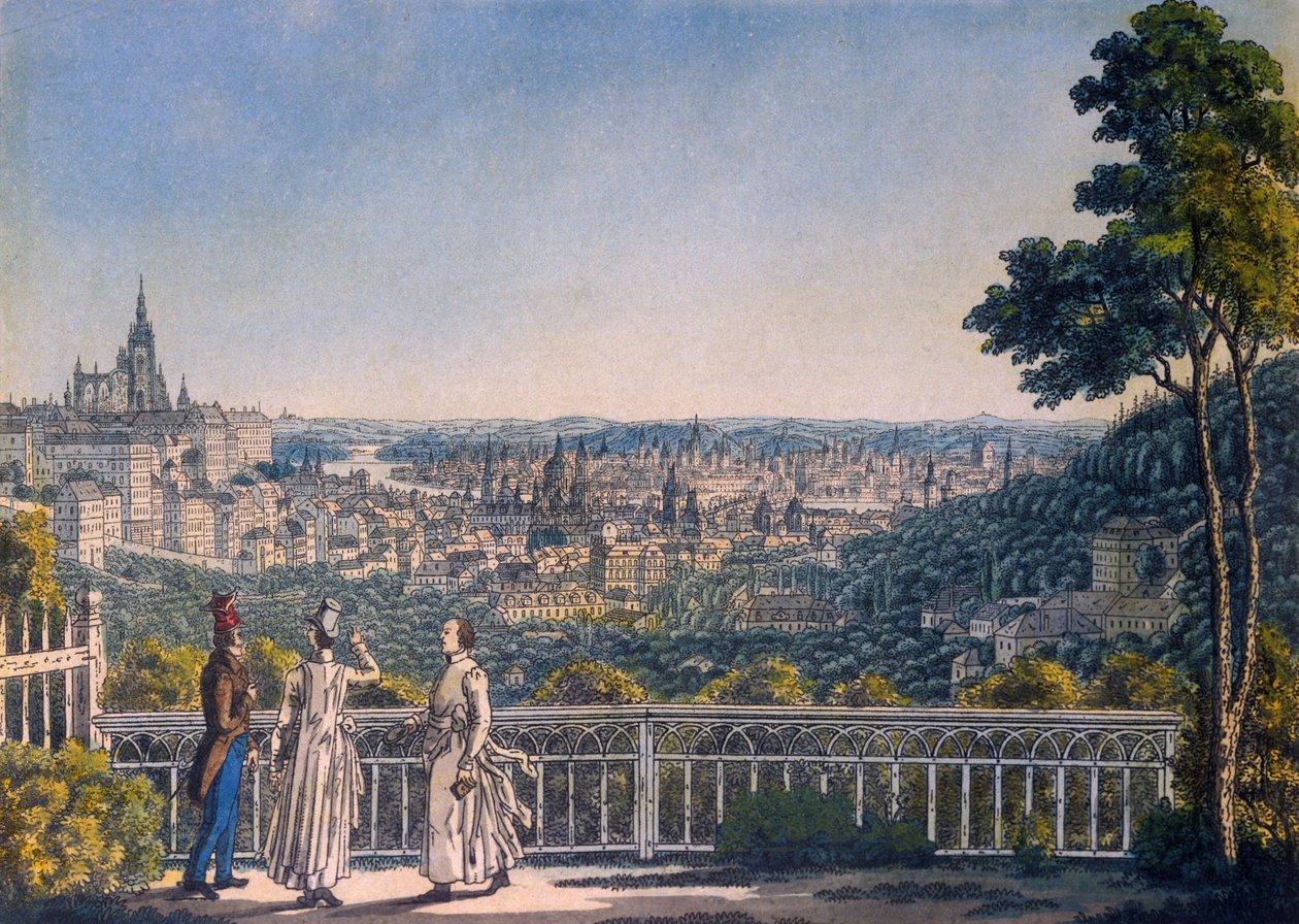 Vue de Prague depuis le jardin du monastère de Strahov, 1835 - Vincenc Morstadt
