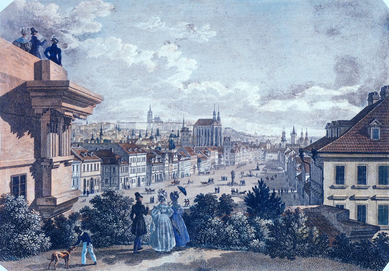 Marché aux chevaux sur la place Venceslas, Prague, 1835 - Vincenc and Geissler, F. Morstadt