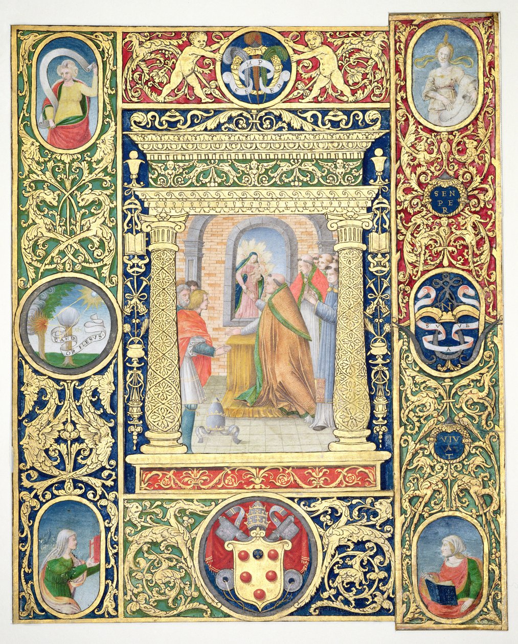 Marlay Cutting IT.35r La vision du pape Léon le Grand et fragments de bordure d