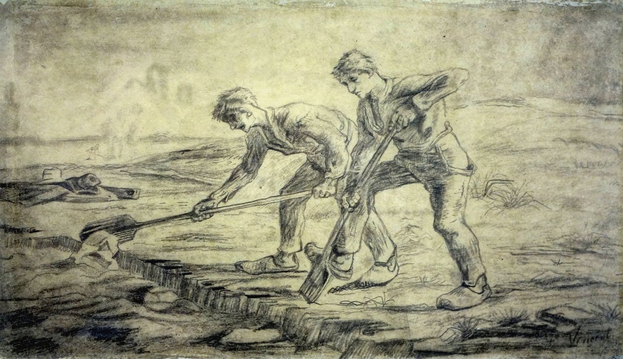 Les bêcheurs à la maison Van Gogh de Cuesmes - Vincent van Gogh