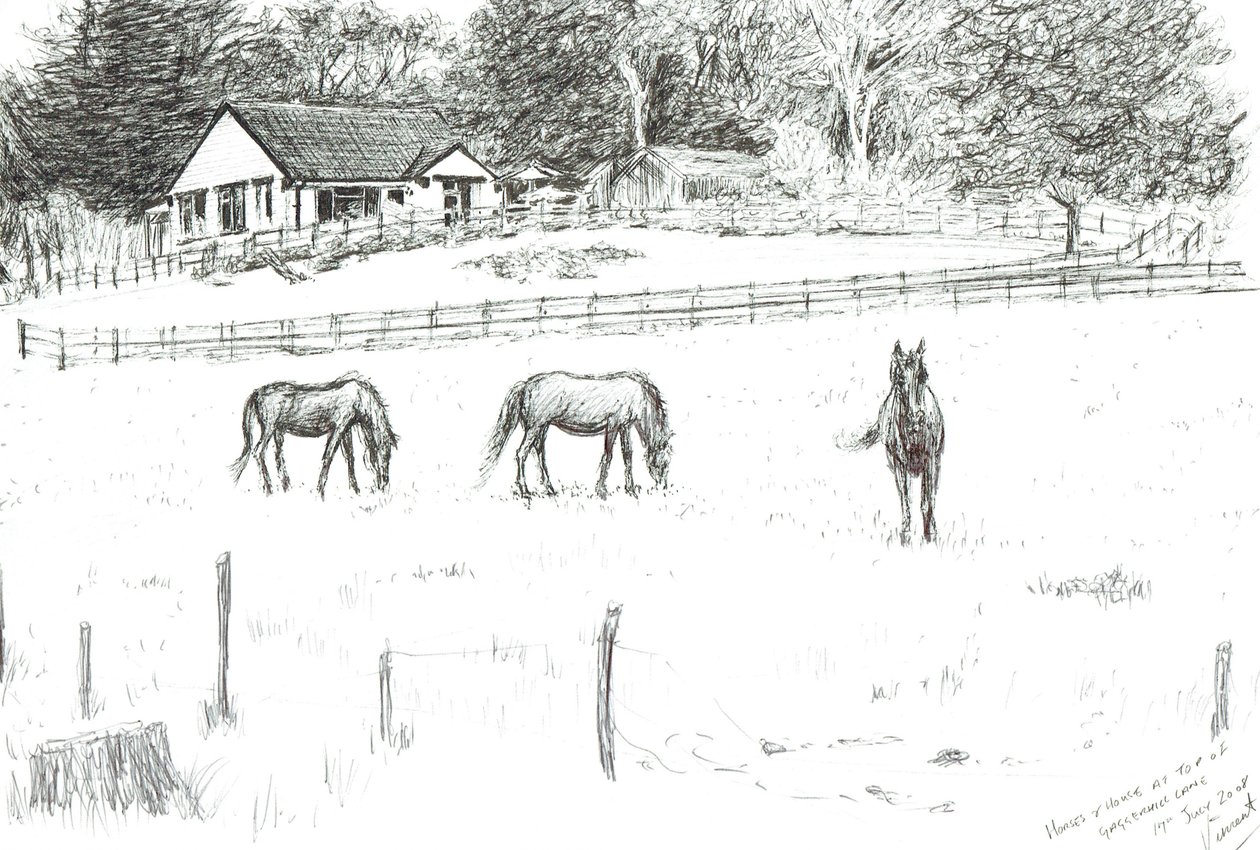 Chevaux en haut du chemin - Vincent Alexander Booth
