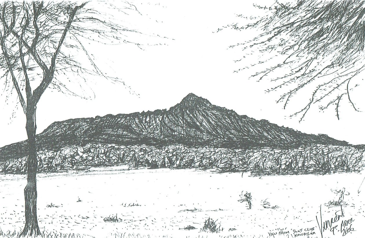 Montagne depuis le club nautique au lac Naivasha, Kenya, 2006 - Vincent Alexander Booth