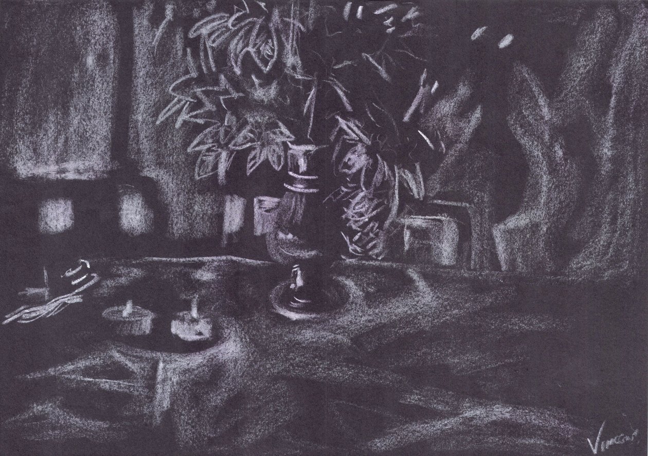 Plante dans une pièce à la lumière des bougies - Vincent Alexander Booth
