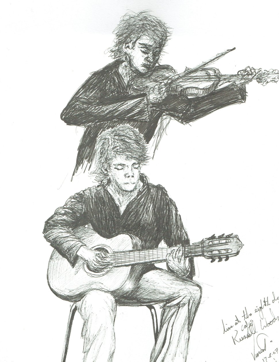 Le Guitariste et le Violoniste au 8th Day Café Manchester - Vincent Alexander Booth