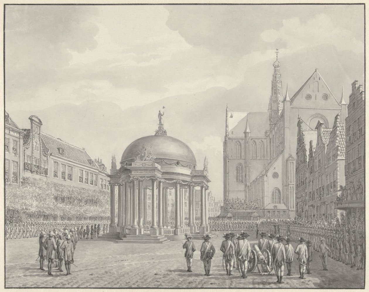 Le serment du règlement gouvernemental sur la Grand-Place de Haarlem, 5 septembre 1787 - Vincent Jansz. van der Vinne