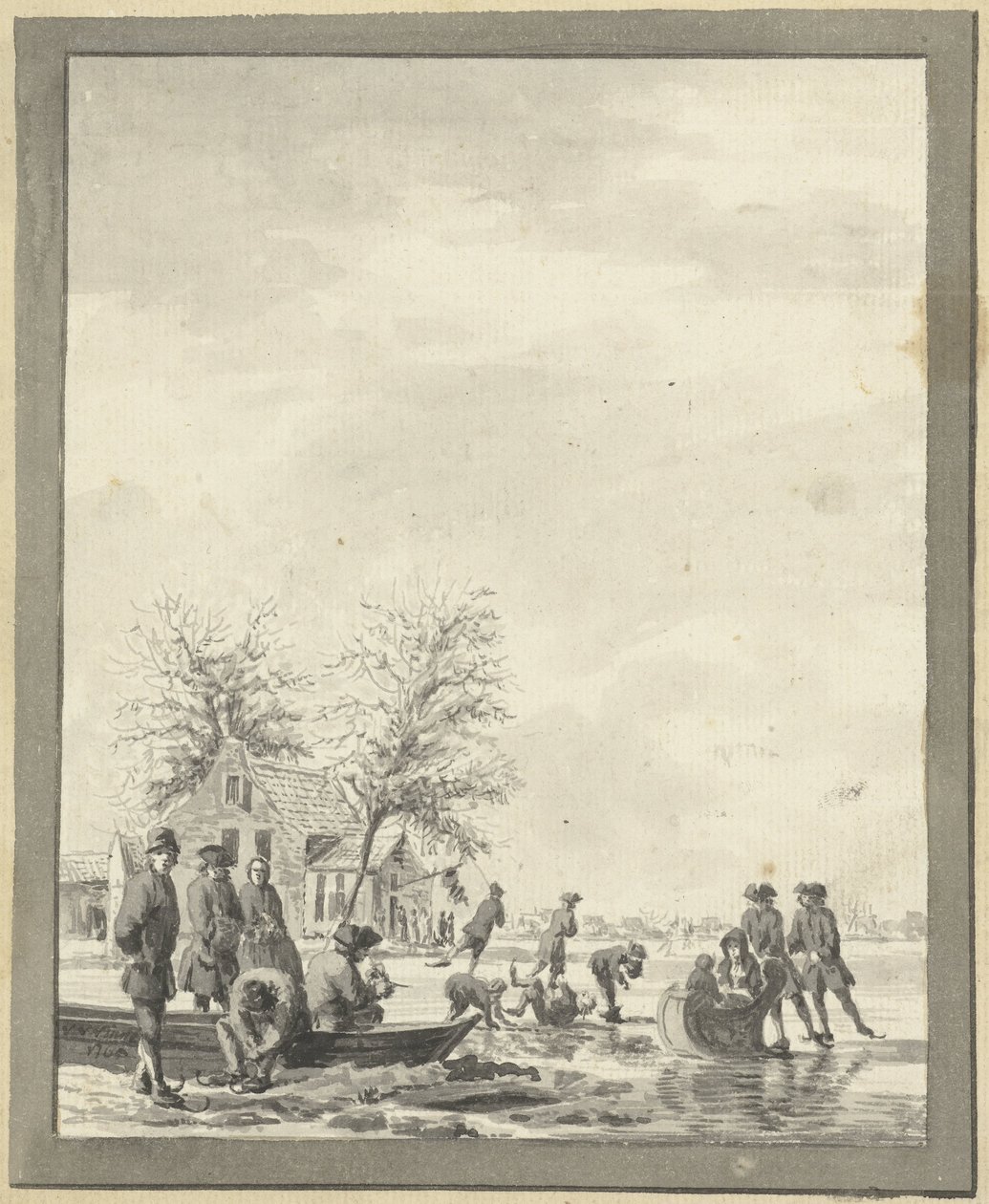 Plaisirs sur glace sur le Buiten Spaarne près de Haarlem près de l
