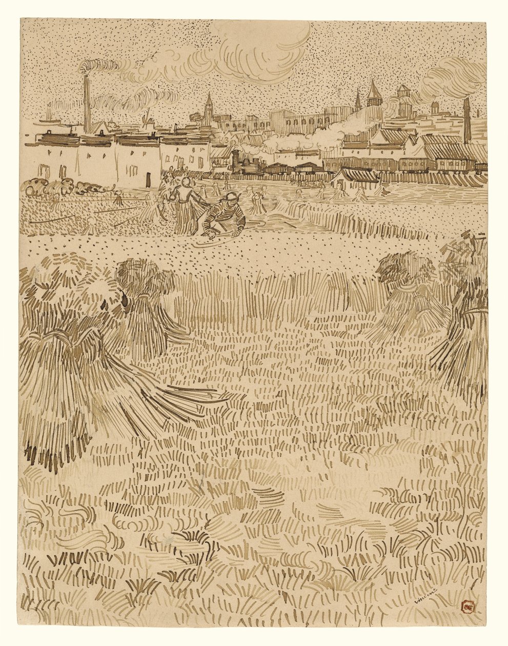 Arles : vue depuis les champs de blé - Vincent van Gogh