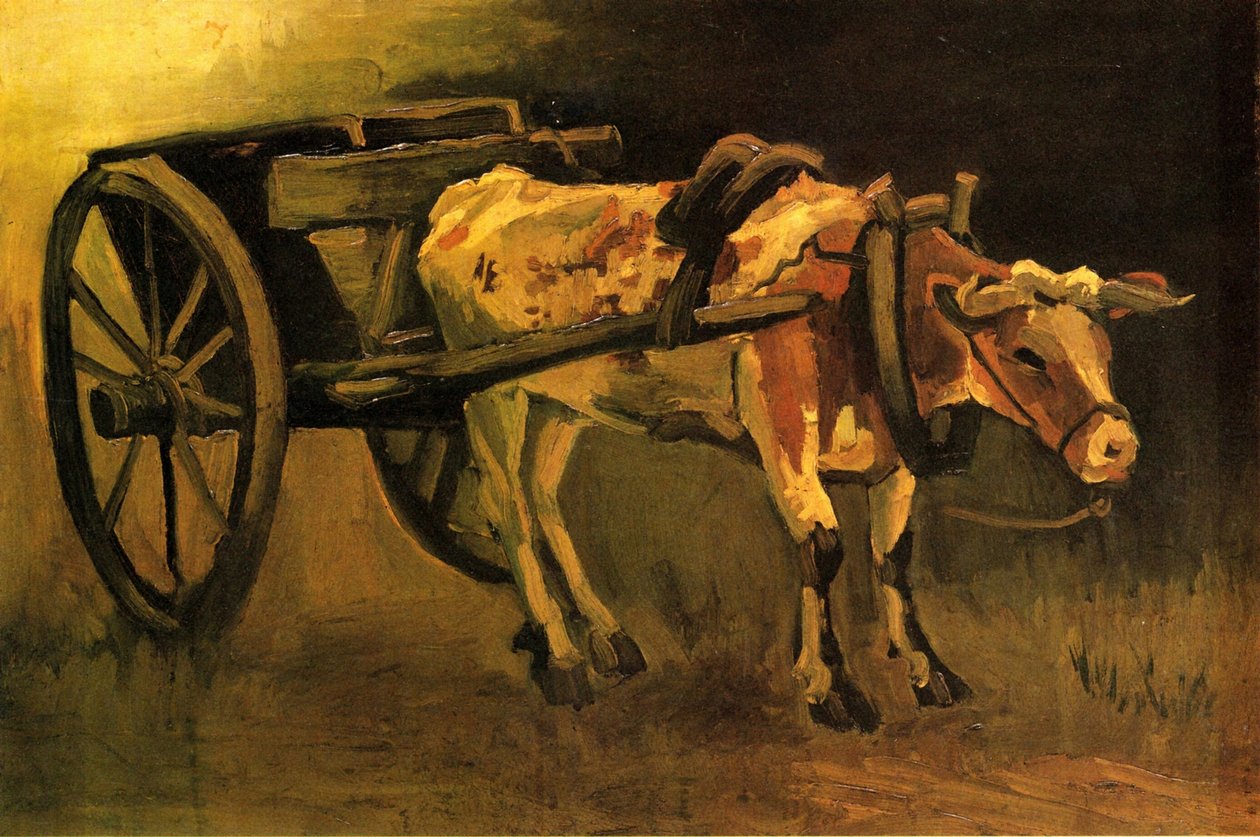 Chariot avec bœuf rouge et blanc - Vincent van Gogh