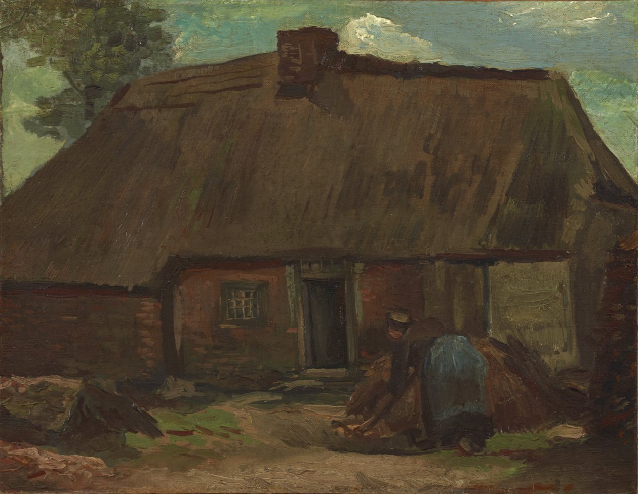 Chaumière avec paysanne creusant - Vincent van Gogh