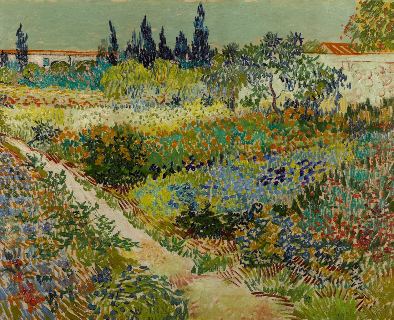 Dutch : Tuin te Arles Jardin fleuri avec chemin - Vincent van Gogh