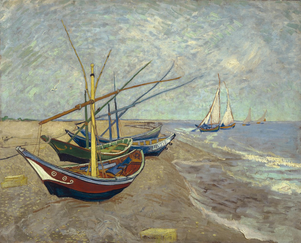 Bateaux de pêche sur la plage aux Saintes-Maries-de-la-Mer - Vincent van Gogh