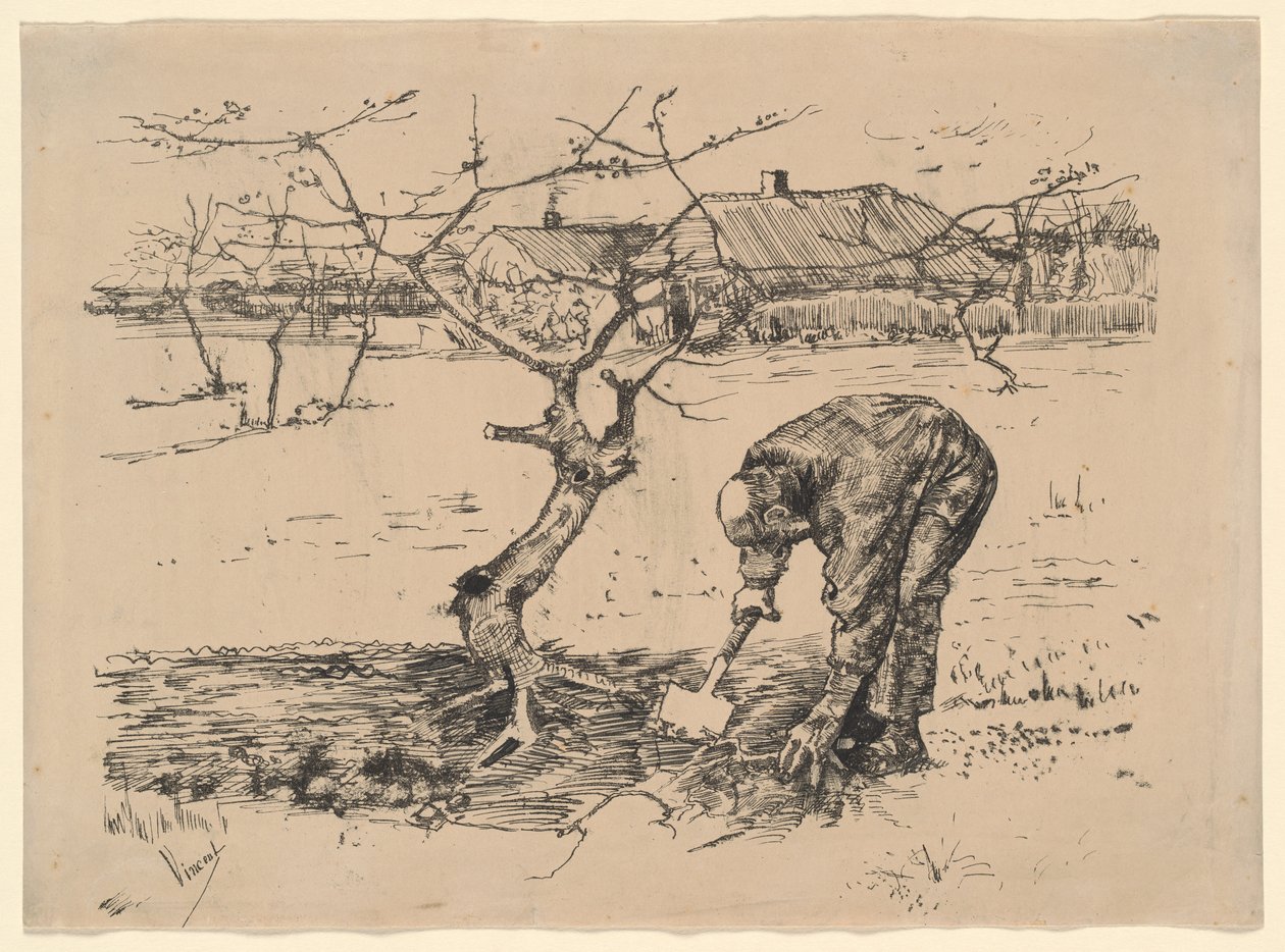 Jardinier près d