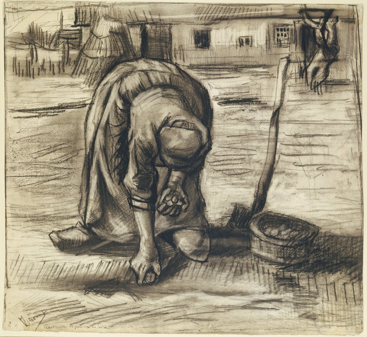 Paysanne plantant des pommes de terre, vers 1885 - Vincent van Gogh