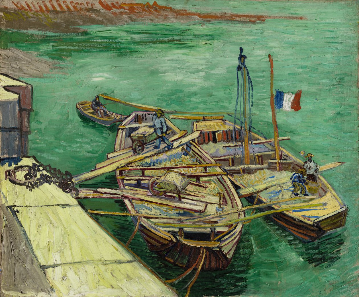 Quai avec des hommes déchargeant des péniches de sable - Vincent van Gogh