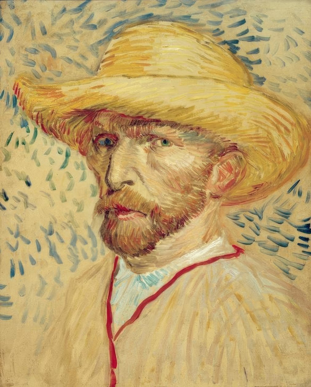 Autoportrait avec chapeau de paille et blouse de peintre - Vincent van Gogh
