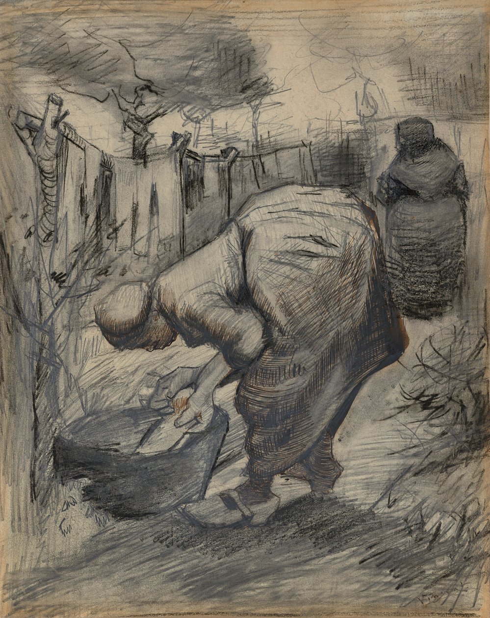Femme près de la bassine, dans un jardin - Vincent van Gogh
